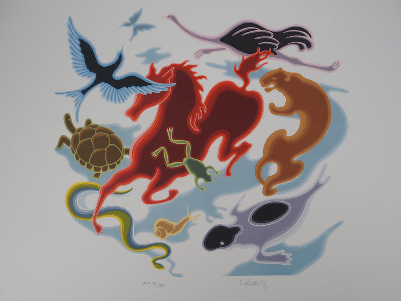 Victor VASARELY : Etude de mouvement, le Zoo, Lithographie originale signée