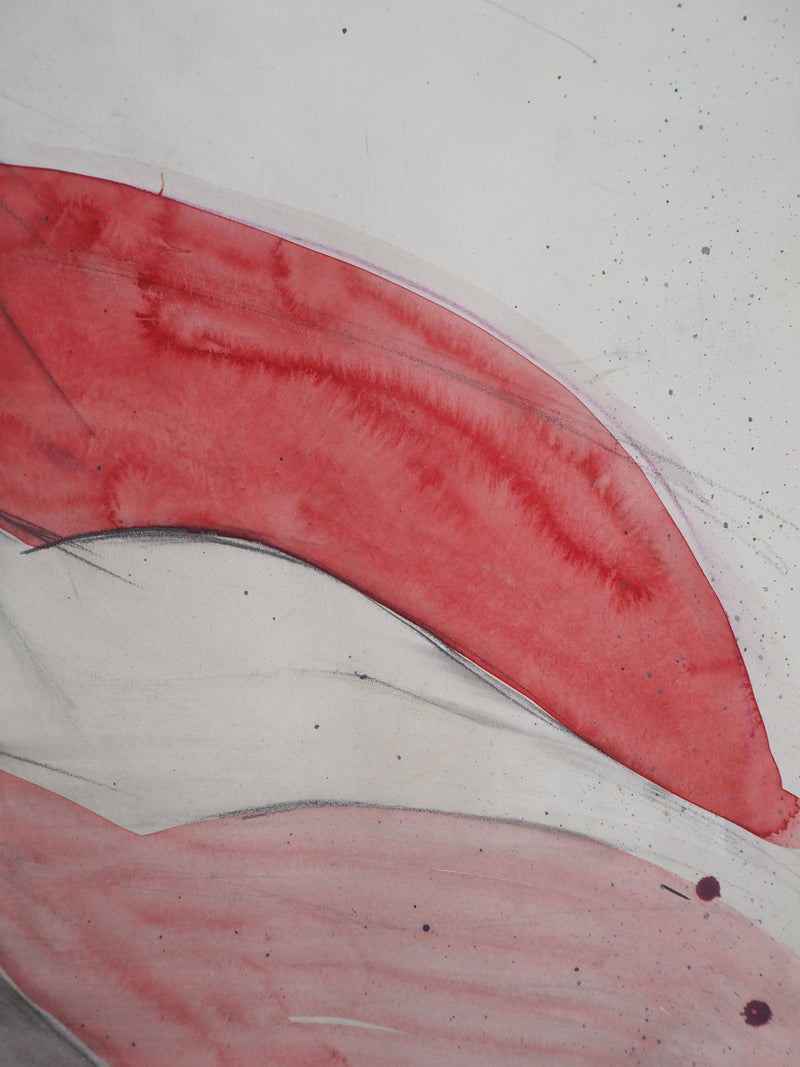 Camille HILAIRE : Nu à la jarretelle, Aquarelle originale signée