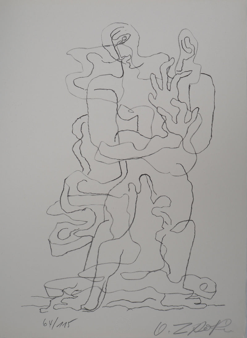 Ossip ZADKINE : Couple enlacé (Prends), Lithographie originale (vue générale) - Crédit photo : Galerie Art.Paris