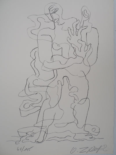 Ossip ZADKINE : Couple enlacé (Prends), Lithographie originale (photo de détail 3) - Crédit photo : Galerie Art.Paris