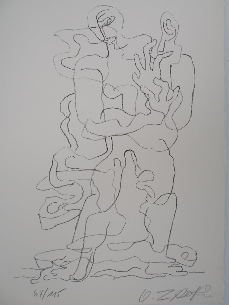 Ossip ZADKINE : Couple enlacé (Prends), Lithographie originale (photo de détail 3) - Crédit photo : Galerie Art.Paris
