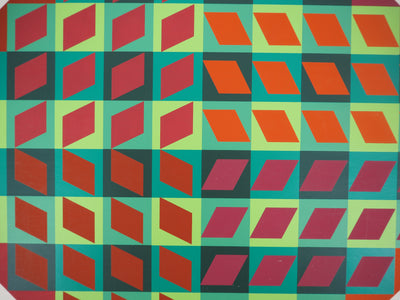 Victor VASARELY : Carré en diamant, Banya, Sérigraphie originale signée