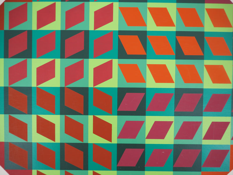 Victor VASARELY : Carré en diamant, Banya, Sérigraphie originale signée