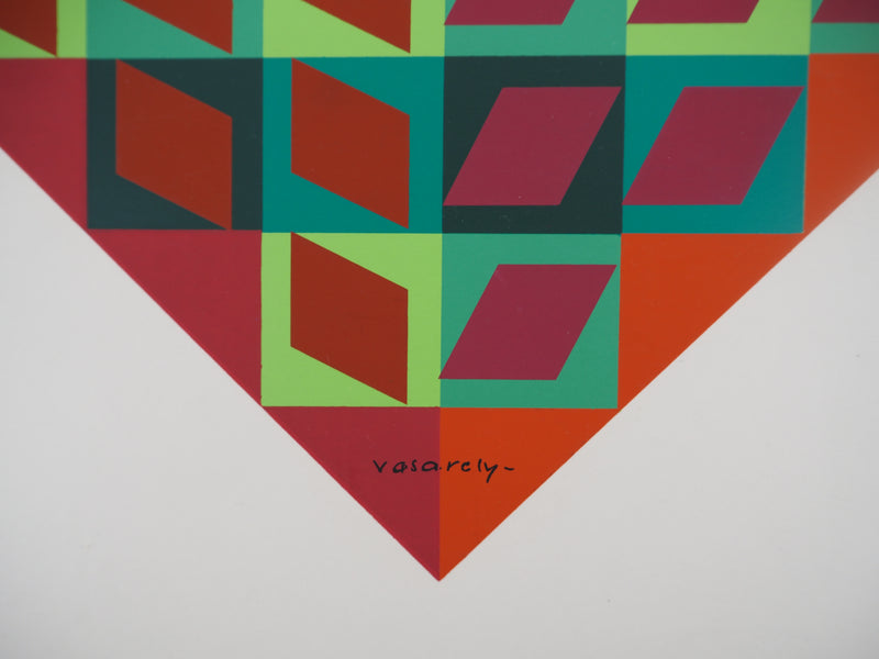 Victor VASARELY : Carré en diamant, Banya, Sérigraphie originale signée