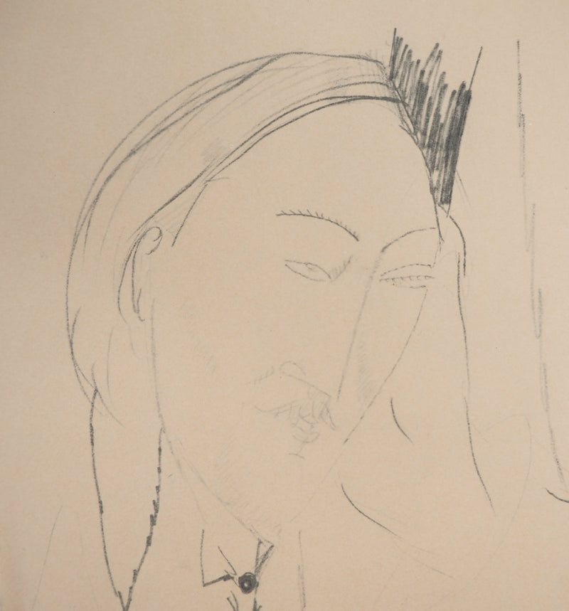 Amedeo MODIGLIANI : Portrait pensif, Lithographie signée