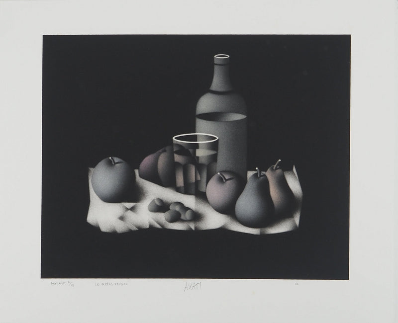 Mario AVATI : Le repas frugal, Gravure originale (vue générale) - Crédit photo : Galerie Art.Paris