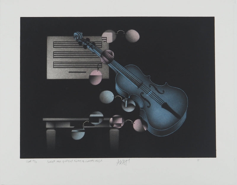 Mario AVATI : Sonate avec quelques paires de lunettes, Gravure originale (vue générale) - Crédit photo : Galerie Art.Paris