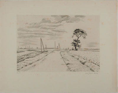 Louis SOULAS : Route en Beauce, Gravure originale (vue générale) - Crédit photo : Galerie Art.Paris