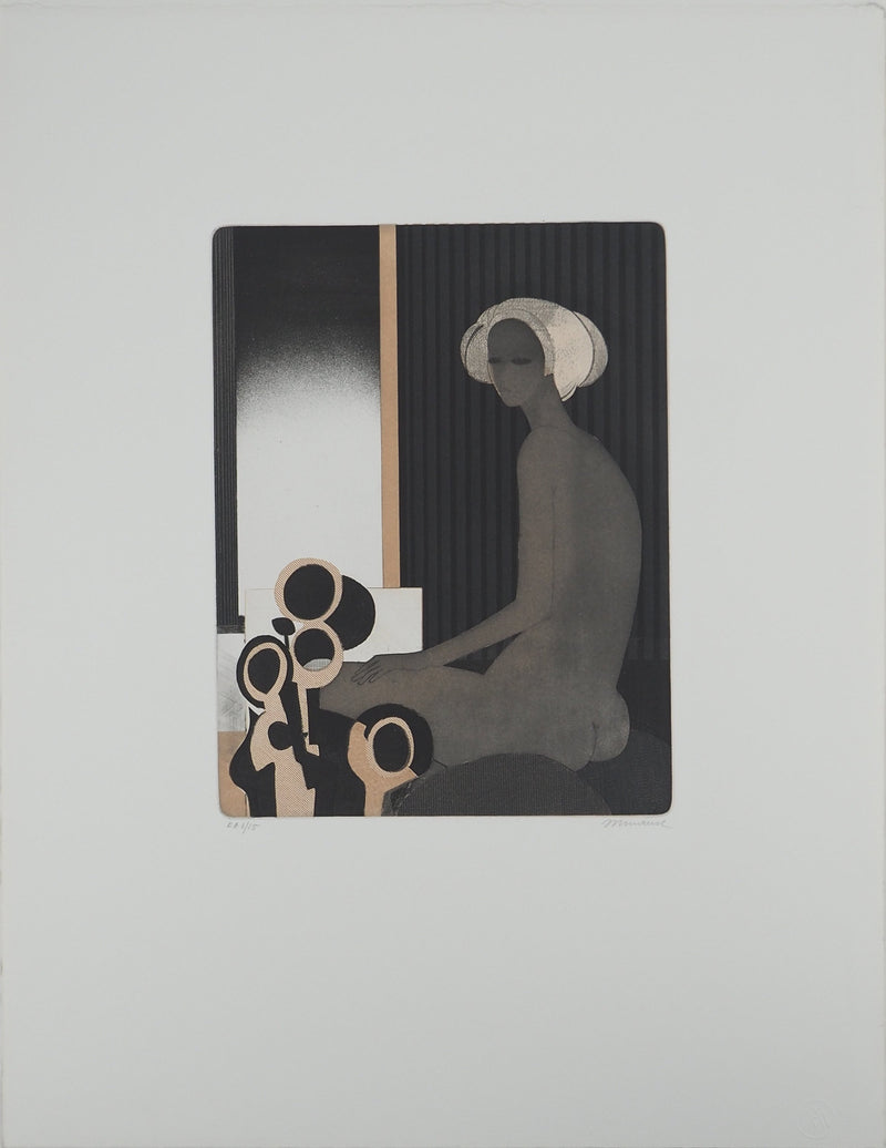 André MINAUX : Jeune femme au turban, Gravure originale (vue générale) - Crédit photo : Galerie Art.Paris