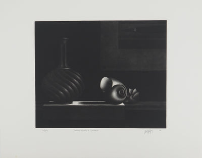 Mario AVATI : Nature morte à l'estampe, Gravure originale (vue générale) - Crédit photo : Galerie Art.Paris