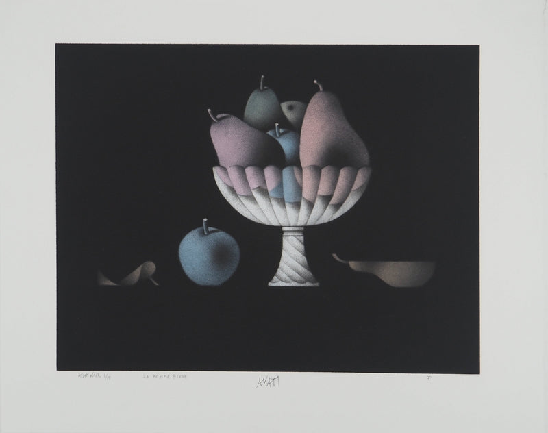 Mario AVATI : La pomme bleue, Gravure originale (vue générale) - Crédit photo : Galerie Art.Paris