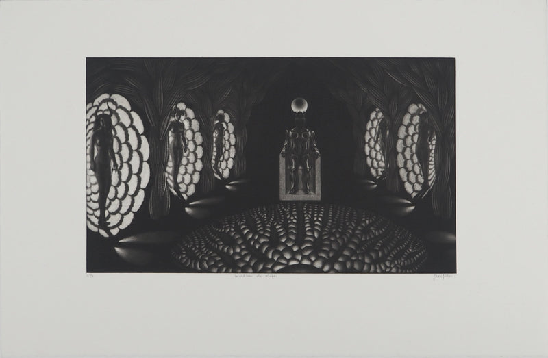 Jacques HOUPLAIN : Le château de Khépri, Gravure originale (vue générale) - Crédit photo : Galerie Art.Paris