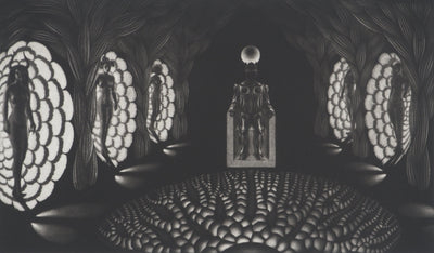Jacques HOUPLAIN : Le château de Khépri, Gravure originale (photo de détail 3) - Crédit photo : Galerie Art.Paris