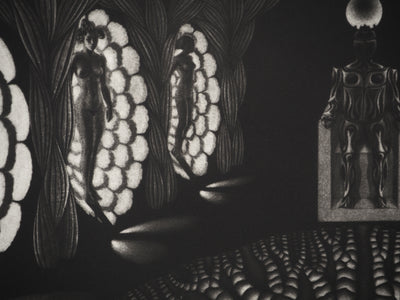 Jacques HOUPLAIN : Le château de Khépri, Gravure originale (photo de détail 5) - Crédit photo : Galerie Art.Paris