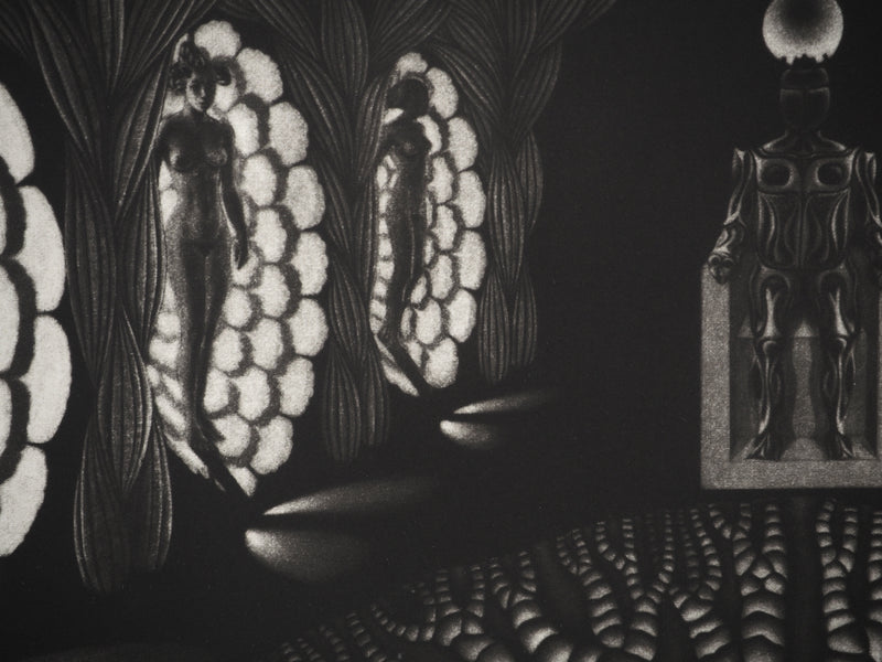 Jacques HOUPLAIN : Le château de Khépri, Gravure originale (photo de détail 5) - Crédit photo : Galerie Art.Paris