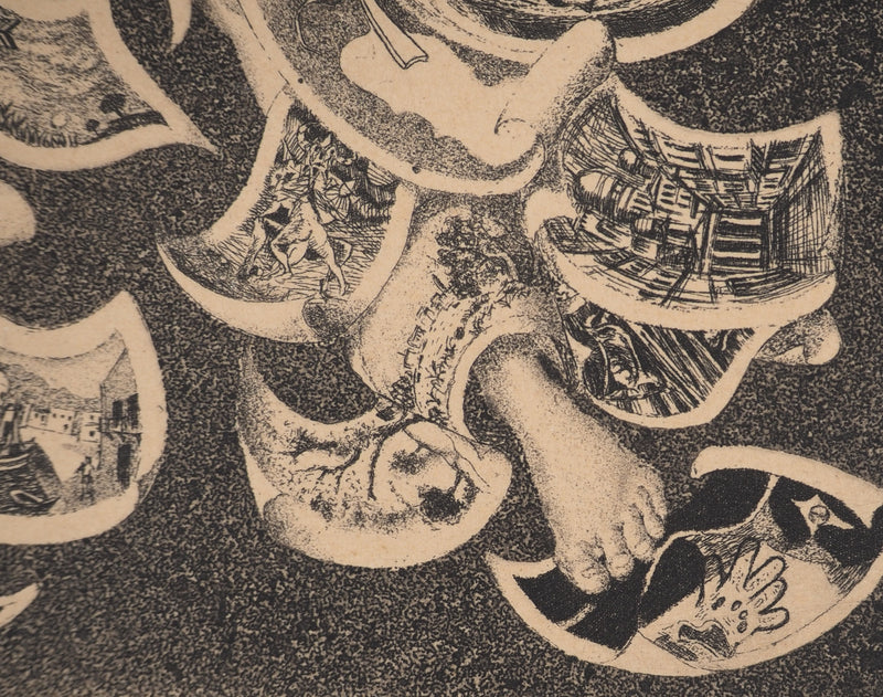 Jacques HOUPLAIN : Femme au plateau, Gravure originale (photo de détail 4) - Crédit photo : Galerie Art.Paris