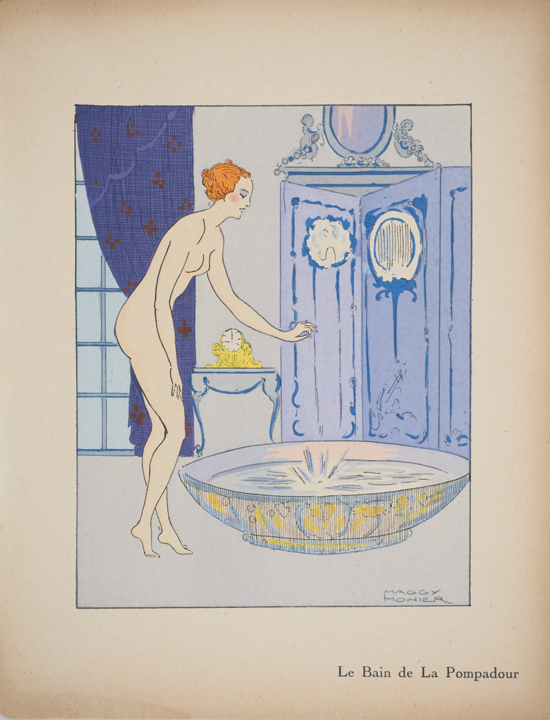 Maggy MONIER : Art Déco : Le bain de la Pompadour, c, Lithographie originale (vue générale) - Crédit photo : Galerie Art.Paris