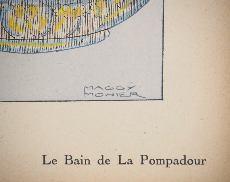 Maggy MONIER : Art Déco : Le bain de la Pompadour, c, Lithographie originale (photo de détail 2) - Crédit photo : Galerie Art.Paris