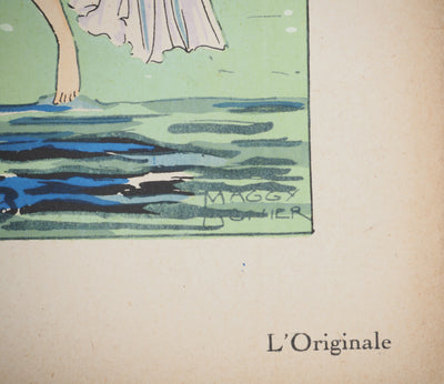 Maggy MONIER : Art Déco : Baignade en extérieure, c, Lithographie originale (photo de détail 2) - Crédit photo : Galerie Art.Paris