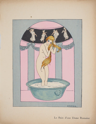 Maggy MONIER : Art Déco : Le bain d'une dame romaine, c, Lithographie originale (vue générale) - Crédit photo : Galerie Art.Paris