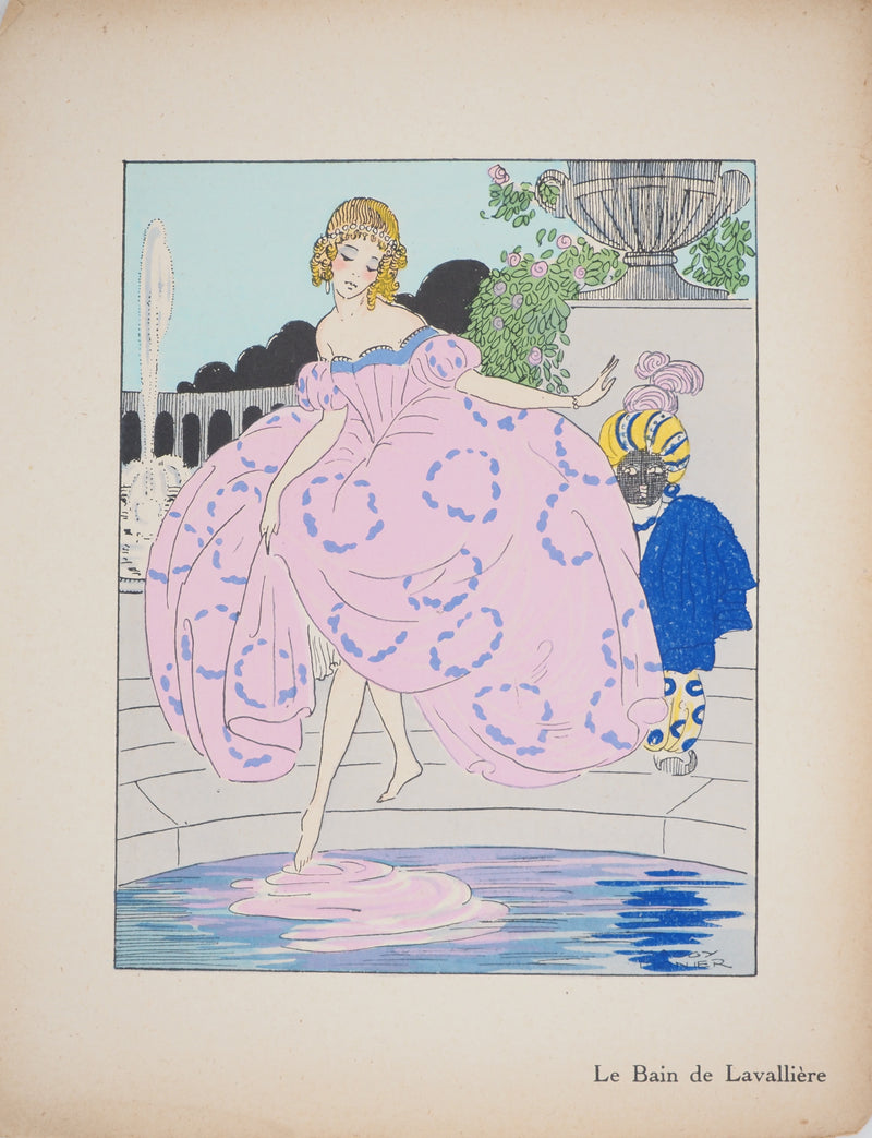 Maggy MONIER : Art Déco : Le bain de Lavallière, c, Lithographie originale (vue générale) - Crédit photo : Galerie Art.Paris