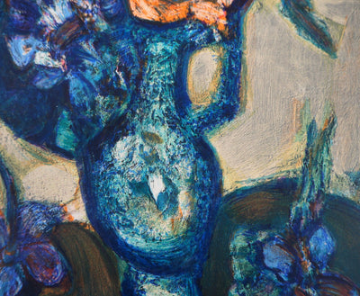Yvette ALDE : La bouquet de roses, Lithographie originale signée