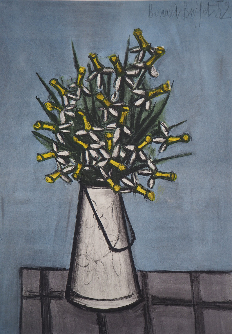 Bernard BUFFET : Bouquet de jonquilles, Lithographie originale signée