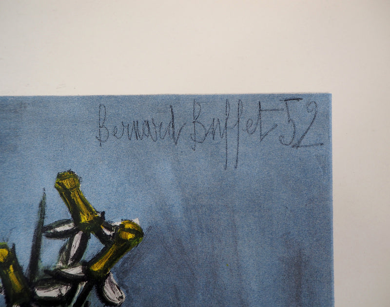 Bernard BUFFET : Bouquet de jonquilles, Lithographie originale signée