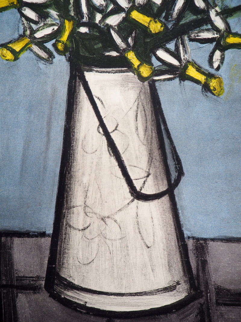 Bernard BUFFET : Bouquet de jonquilles, Lithographie originale signée