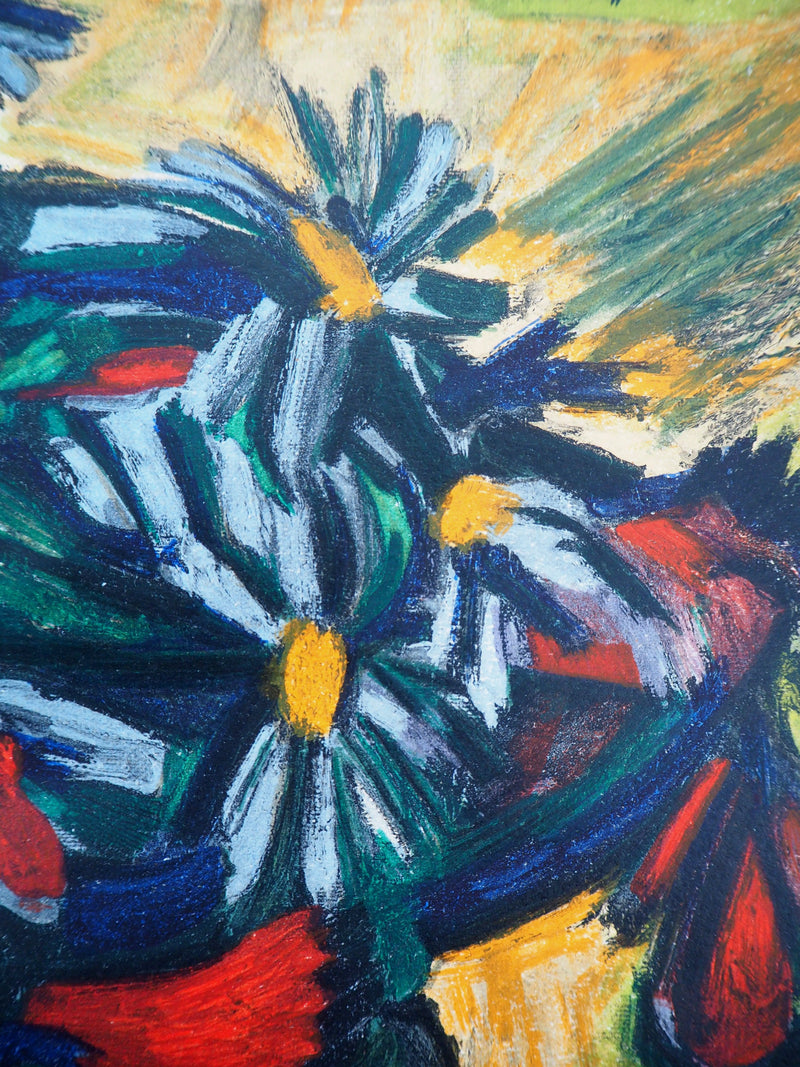 Isis KISCHKA : La bouquet simple, Lithographie originale signée