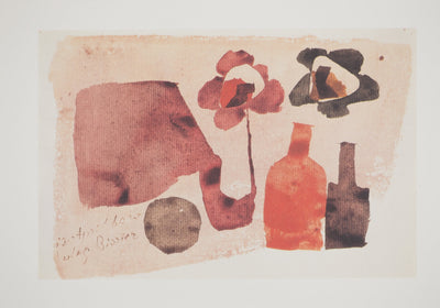 Jean BISSIER : Nature morte aux fleurs et aux bouteilles, Héliogravure originale (vue générale) - Crédit photo : Galerie Art.Paris