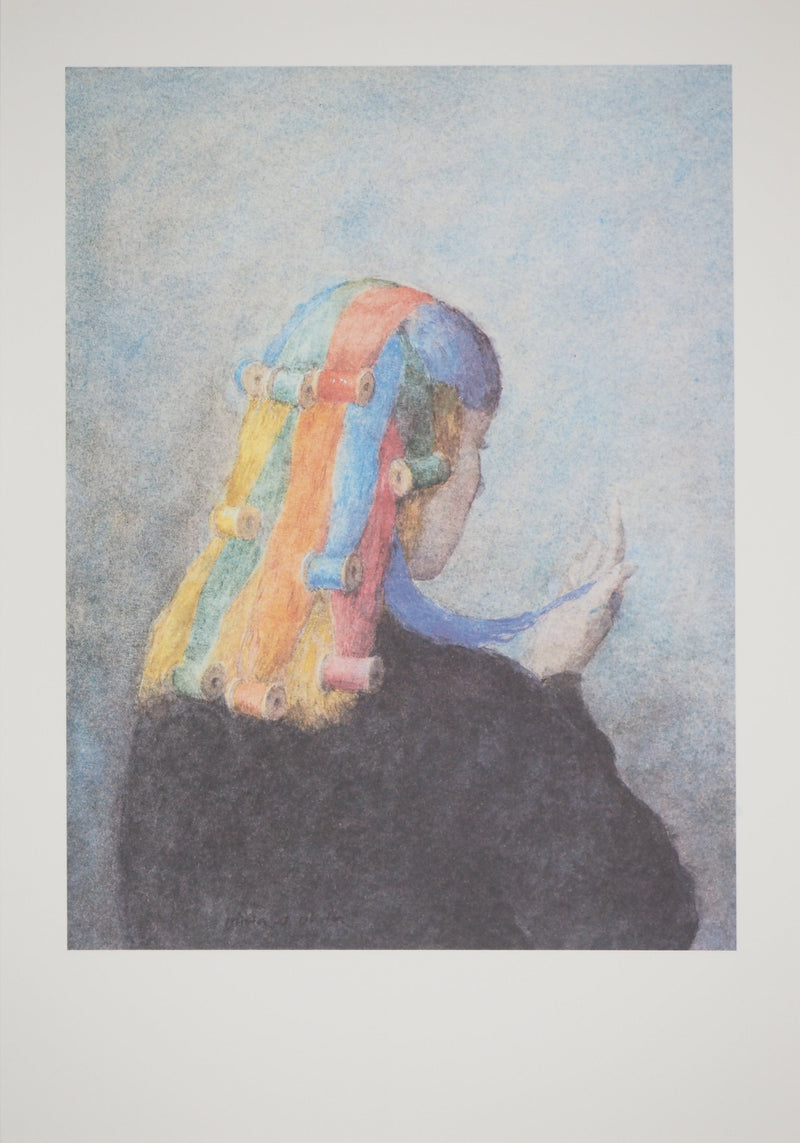 Olivier OLIVIER : La fille aux cheveux colorés, Héliogravure originale (vue générale) - Crédit photo : Galerie Art.Paris