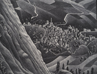 ESCHER M.C. : Paysage italien : Castrovalva, oeuvre originale (photo de détail 7) - Crédit photo : Galerie Art.Paris
