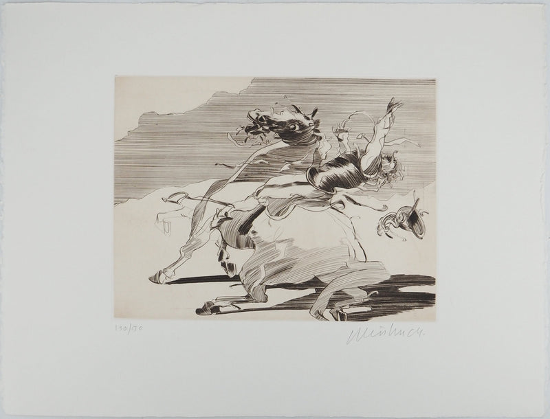 Claude WEISBUCH : La chute, Gravure originale (vue générale) - Crédit photo : Galerie Art.Paris