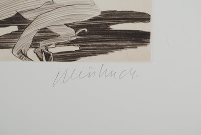 Claude WEISBUCH : La chute, Gravure originale (photo de détail 2) - Crédit photo : Galerie Art.Paris