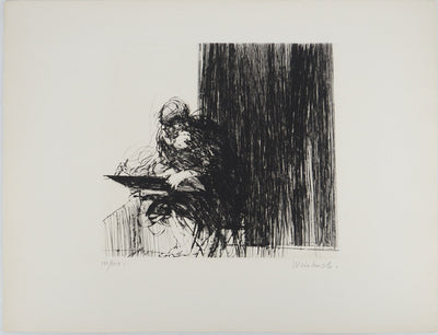 Claude WEISBUCH : Le graveur , Gravure originale (vue générale) - Crédit photo : Galerie Art.Paris