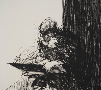Claude WEISBUCH : Le graveur , Gravure originale (photo de détail 4) - Crédit photo : Galerie Art.Paris
