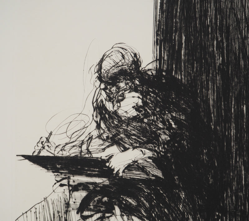 Claude WEISBUCH : Le graveur , Gravure originale (photo de détail 4) - Crédit photo : Galerie Art.Paris
