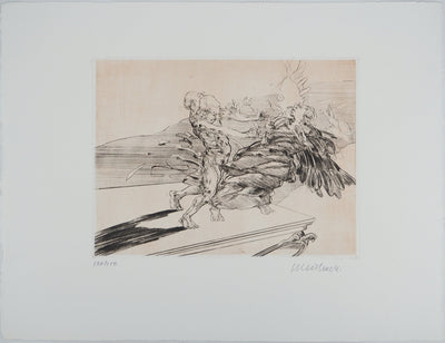 Claude WEISBUCH : Le combat, Gravure originale (vue générale) - Crédit photo : Galerie Art.Paris