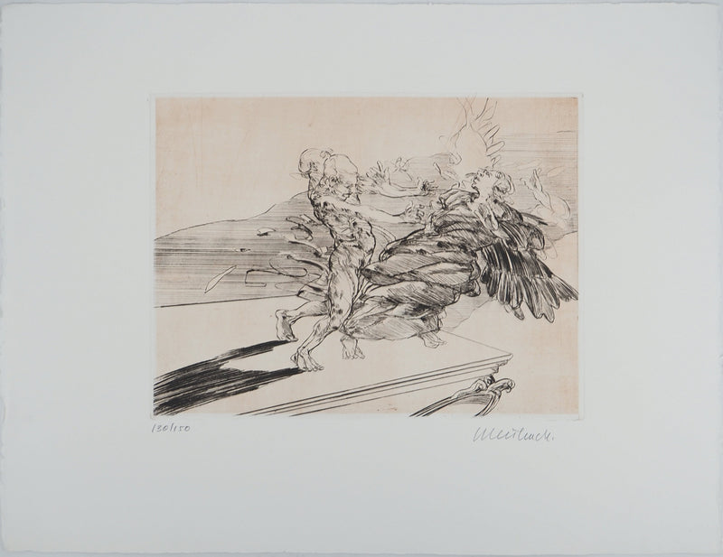 Claude WEISBUCH : Le combat, Gravure originale (vue générale) - Crédit photo : Galerie Art.Paris