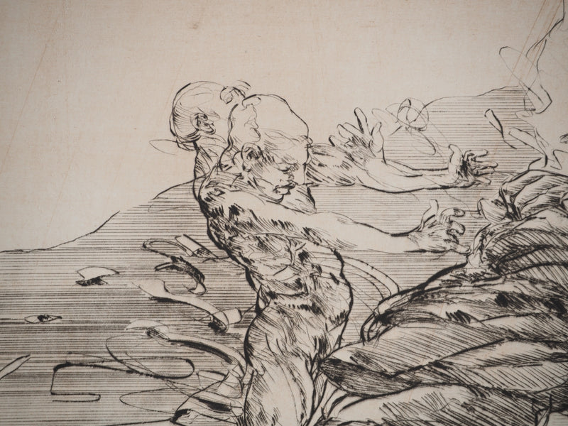 Claude WEISBUCH : Le combat, Gravure originale (photo de détail 4) - Crédit photo : Galerie Art.Paris