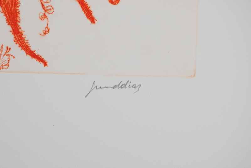 Gérard DIAZ : Floraison ardente, Gravure originale (photo de détail 2) - Crédit photo : Galerie Art.Paris