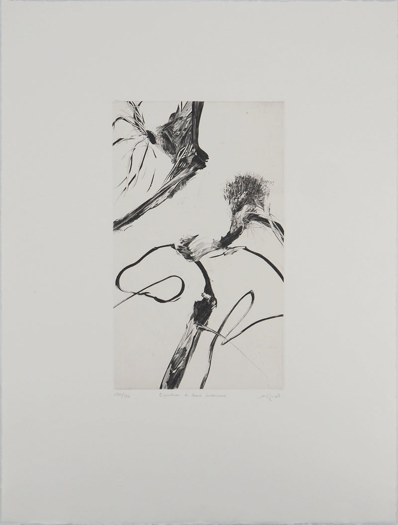 Nathalie GRALL : Equation à deux inconnus, Gravure originale (vue générale) - Crédit photo : Galerie Art.Paris