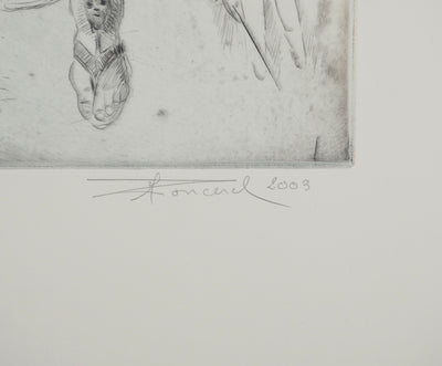 Michel RONCEREL : Figure féminine, Gravure originale (photo de détail 2) - Crédit photo : Galerie Art.Paris
