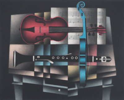 Mario AVATI : Un violon rouge, l'autre bleu, Gravure originale (photo de détail 3) - Crédit photo : Galerie Art.Paris