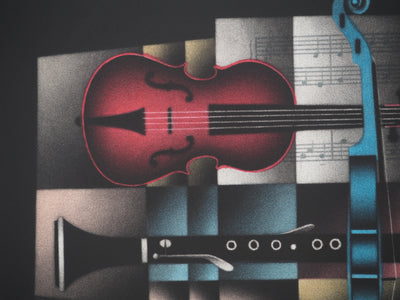 Mario AVATI : Un violon rouge, l'autre bleu, Gravure originale (photo de détail 4) - Crédit photo : Galerie Art.Paris