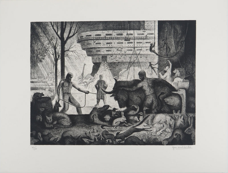Jean-Marie ESTEBE : La vielle pompe, Gravure originale (vue générale) - Crédit photo : Galerie Art.Paris