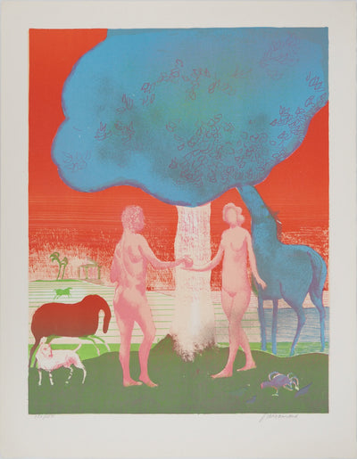 Paul GUIRAMAND : Adam et Eve, Lithographie originale (vue générale) - Crédit photo : Galerie Art.Paris