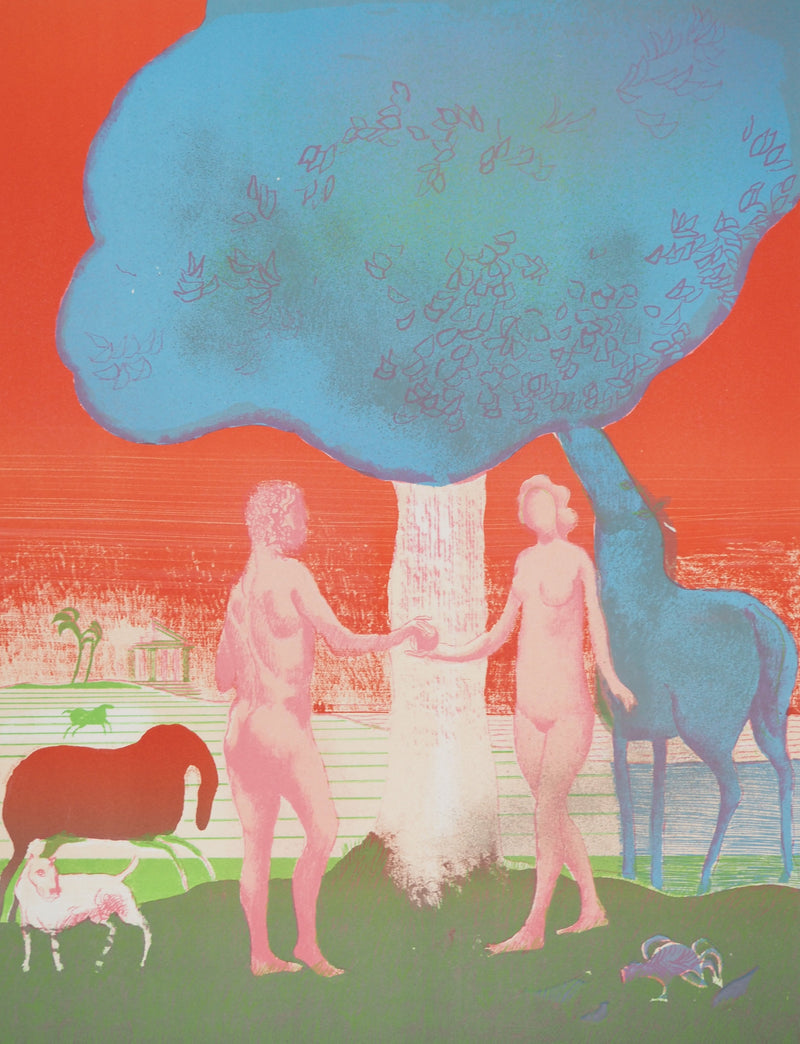 Paul GUIRAMAND : Adam et Eve, Lithographie originale (photo de détail 3) - Crédit photo : Galerie Art.Paris