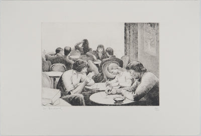 Etienne BOUCHAUD : Après-midi en terrasse, Gravure originale (vue générale) - Crédit photo : Galerie Art.Paris